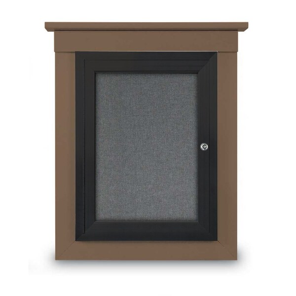 72"x36" 3-Door Enclosed Letterboard, Header, Burgundy/Walnut